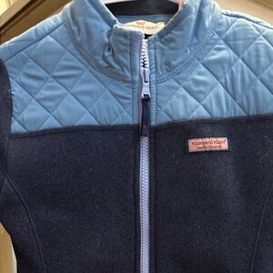 Vineyard Vines Kids Puffer Jacket in Navy and Sky Blue